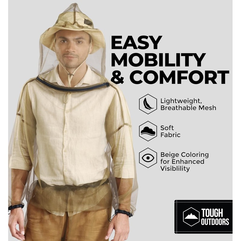 Mosquito Jacket - Net Bug Mesh Jacket w/Hood for Outdoor