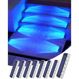 DetarZinLED Blue Solar Lights for Outside,8 Pack Solar Deck Lights Outdoor Waterproof LED,Blue Step Light for Outside,Dock Light Solar Powered Waterproof for Deck,Steps,Dock,Driveway,Stair,Path