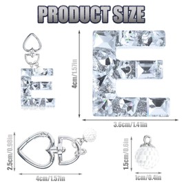 YSUY Sparkly Initial Letter Charm Keychain, Women's Bling Cup Accessories, Mini Backpack Bag Charm, Cute Heart Keychain Accessories for Girls, Women's Keychains for Car Keys, Good Gift Keychains (E)