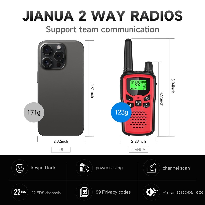 Rechargeable Walkie Talkies Long Range for Adults, Walky Talky VOX
