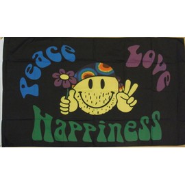 Klicnow Peace Love and Happiness Hippy Rainbow 5'x3' Flag