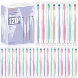 Cepillos de Dientes Desechables 120 Piezas Envueltos Individualmente, Cerdas Suaves, Cepillos de Viaje a Granel para Adultos Niños Huéspedes Hotel Hogar Camping Donación – 4 Colores, Paquete Manual Mini de Valor
