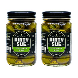 Dirty Sue Stuffed Olives and Onions - Set of 2 16 oz Jars (Pepperoncini Stuffed Green Olive)