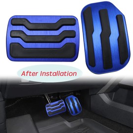 KEEGTBOX Anti-Slip No Drill Aluminum Brake Gas Pedal Pads Covers Accelerator Pedal Pads Covers Trim Compatible with Ford F150 Truck 2015 2016 2017 2018 2019 2020 Accessories(Blue)
