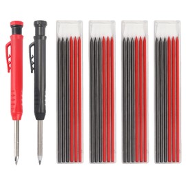 2 Piece Carpenter's Pencil Set, Mechanical Carpenter's Pencils Set, Deep Hole Marker Pencil with 24 Pencil Leads, Construction Site Pen, Solid Carpenter's Pencils for Construction Site Angle Speed