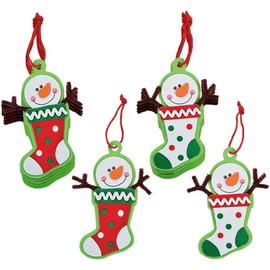 Fun Express Snowman Stocking Christmas Tree Ornament Craft Kit - Makes 12 - DIY Christmas Crafts for Kids