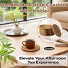 6-Pack Handmade Rattan Coasters with Holder, Modern Farmhouse and Boho