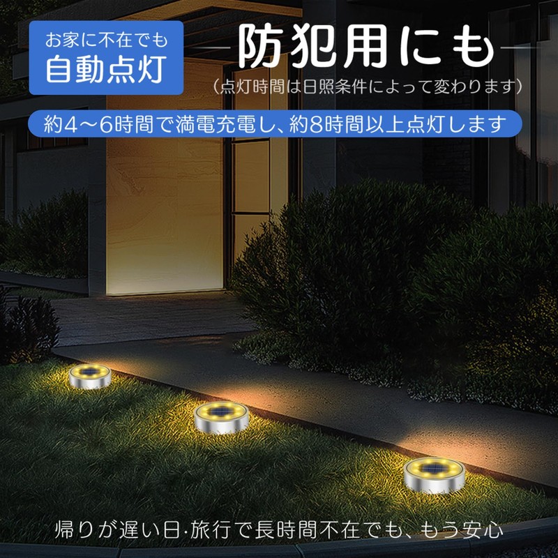 Solar Light, IP68 Waterproof, Recessed Garden Light, Automatic On/Off, Light