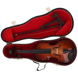 Musical Instrument Model Wooden Miniature Violin Mini Violin Miniature with Support and Case Musical Instrument Ornaments for Crafts Gift
