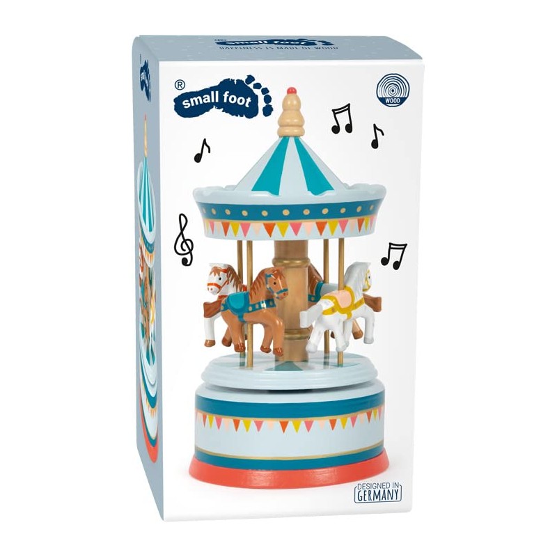Small Foot Musical Box Horse Carousel Circus Wooden Decoration for