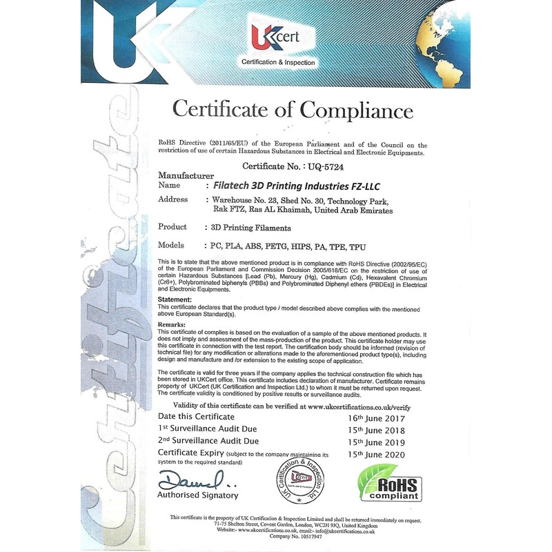 Filatech 3D Printer Filament PA 1.75 -/+0.03mm, 0.5Kg, Lumin. Yellow