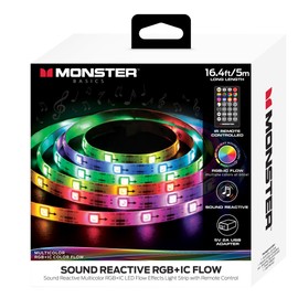 Monster 16.5ft Music Sync and Multi-Color Color Flow LED Light Strip with Fun Modes, Indoor Use, Xtreme Easy Use