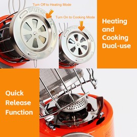 Portable 2000W Gas Heater Outdoor Camping Stove Heating Cooker for Ice Fishing Camping Hiking