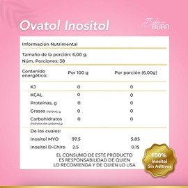 Bikini Burn | Inositol Ovatol | Myo Inositol y D-Chiro en Polvo 40:1 | Alta porción con 6,000mg por toma| Suplemento para mujer | Alta Biodisponibilid