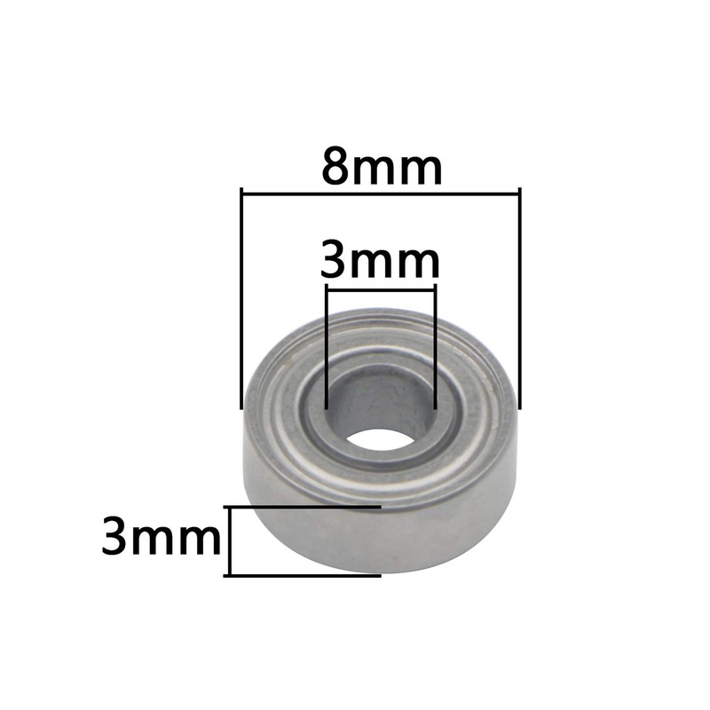 Unxuey 10pcs 3x8x3mm Steel Deep Groove Ball Bearings Longboard Model