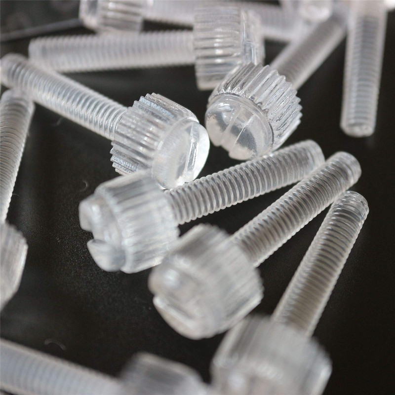 Pack of 60 Transparent Clear Plastic Acrylic Thumbscrews, Slotted+knurled M4