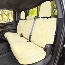 FH Group Custom Fit Car Seat Covers Specifically Made for 2019-2023 GMC Sierra 1500 2500HD 3500HD SLT AT4 Denali - Ultraflex Neoprene Water Resistant Automotive Seat Covers - Rear Set Solid Beige