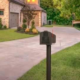 Architectural Mailboxes Harrison™ Rust-Proof Plastic Post Mounted Mail Box for Outside with Post, Bronze, Medium Curbside Mailbox, USPS Approved for Residential Delivery