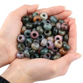 Kyeygwo Large Hole Loose Beads for Jewellery Making, Rondelle Polished Stone Beads and Charms, Fit European Snake Chain Bracelet, Large Set of Jewellery Beads, 20 Pieces, NA