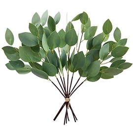 GREENTIME - Paquete de 8 tallos artificiales de vegetación de 13 pulgadas de imitación de hojas de eucalipto para jarrón de novia, ramo de boda, mesa de centro de mesa, decoración de corona