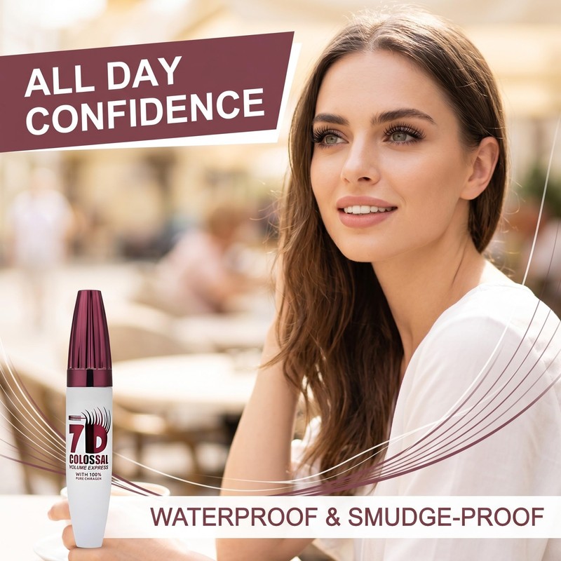 2 Pieces 7D Waterproof Mascara, Natural Length,Long-Lasting & Buildable Volume,