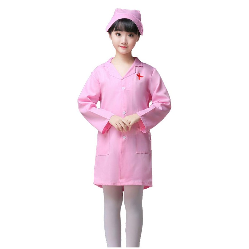 Olive-G Cute Kids Nurse Cosplay White Coat Hat Set