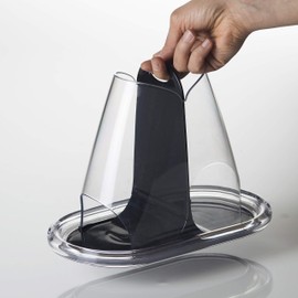 Omada Design Coffee/Herbal Tea/Capsule Holder/Pack Sugar Holder, Dispenser with Double Compartment in Unbreakable Acrylic, Made in Italy, up to 70 Capsules, Linea Crystal, Black Colour