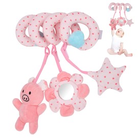 Ejoyous Juguetes colgantes para cochecito de bebé, juguetes de peluche para cuna y cochecito de recién nacido, juguete de espiral con sonajero de actividad para asiento de cochecito, cuna y cochecito