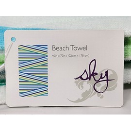 Sky Stripe Large Beach Towel 40x70 in, Green/Blue, 100% Cotton