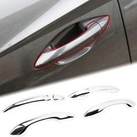 Aunginsy Exterior Door Grab Handle Trim Cover Compatible with Hyundai Tucson/Santa Cruz 2022-2024, ABS Outside Front Rear Door Handle Panel Anti-Scratch Protector Shell Decorative Sticker Accessories