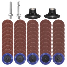 HARFINGTON 54pcs Quick Change Discs Set 2" Roll Lock Sanding Discs with 1/4" Shank Pad Holder 36/60/80/120/240 Grit Surface Conditioning Disc for Polish Rust Removal