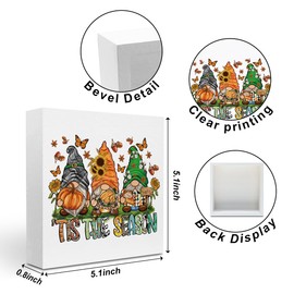 CQM Fall Decor Gnomes Decorations for Home, Fall Decorations for Home, Western Wood Box Sign, Sunflower Gnome Desk Decor Farmhouse Office Table Shelf Decors, Autumn Thanksgiving Gifts