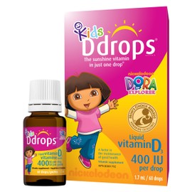 Ddrops Kids 400 IU 60 drops - Liquid Vitamin D3 Supplement for Children. Support Strong Bones & Immune System - No Preservatives, No Sugar, No Taste, Non-GMO, Allergy-friendly
