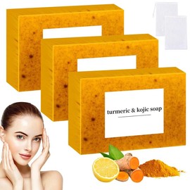 3PCS Turmeric Soap Bar,Deep cleansingSoap,Moisturizing Soap For Face &Body,Body wash & Soap For Women& Men jabon curcuma Body CareComfort Skin Care acid kojic glow bar nurture Moisturizer Cleanser Acne Lemon