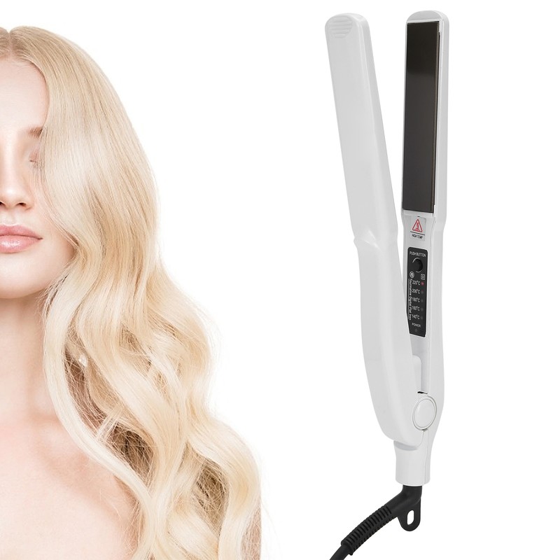 Professional Electric Hair Straightening Curling Iron DualUse Hair Straightener (White
