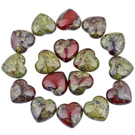 Nupuyai Pack of 5 Gemstone Heart Crystal Healing Stone Heart Shape Palm Stone Worry Stone Lucky Charm Heart Stone for Jewellery Making Decoration