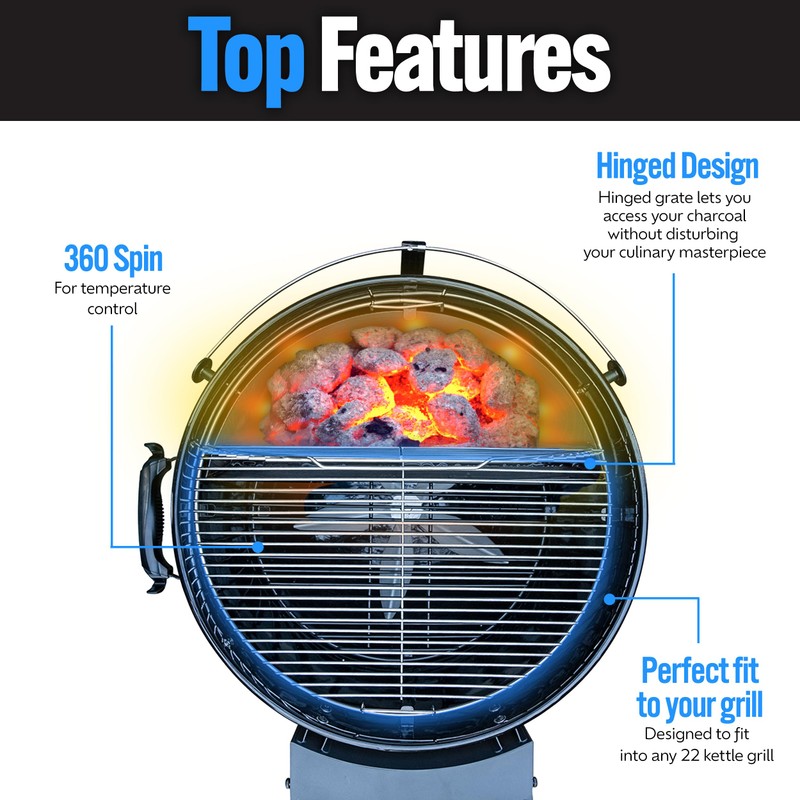 SnS Grills Slow ‘N Sear Easy Spin Charcoal Grill Cooking