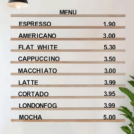 UJSCE Wood Tone Wall Menu Board - Letter Display Wall Shelf - Letter Shelf Menu - Changeable Letter Board(Set of 10 Rails + 605-Letter Set)