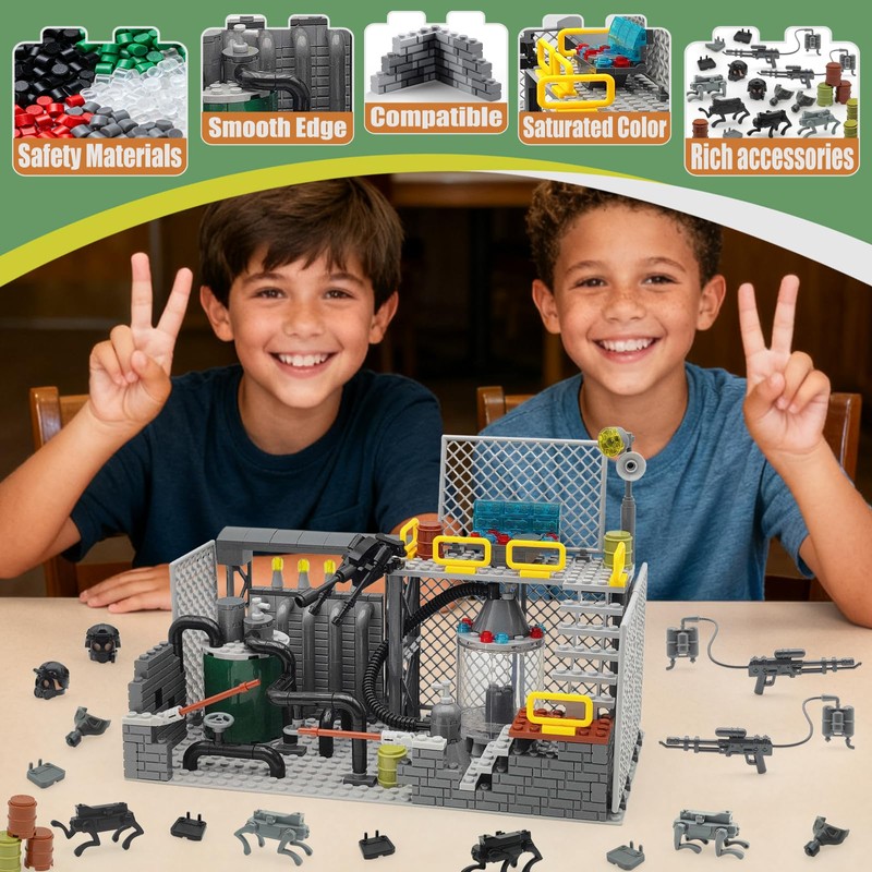 ALEYOOTECHE Building Blocks Military Base Set – City Factory Lab
