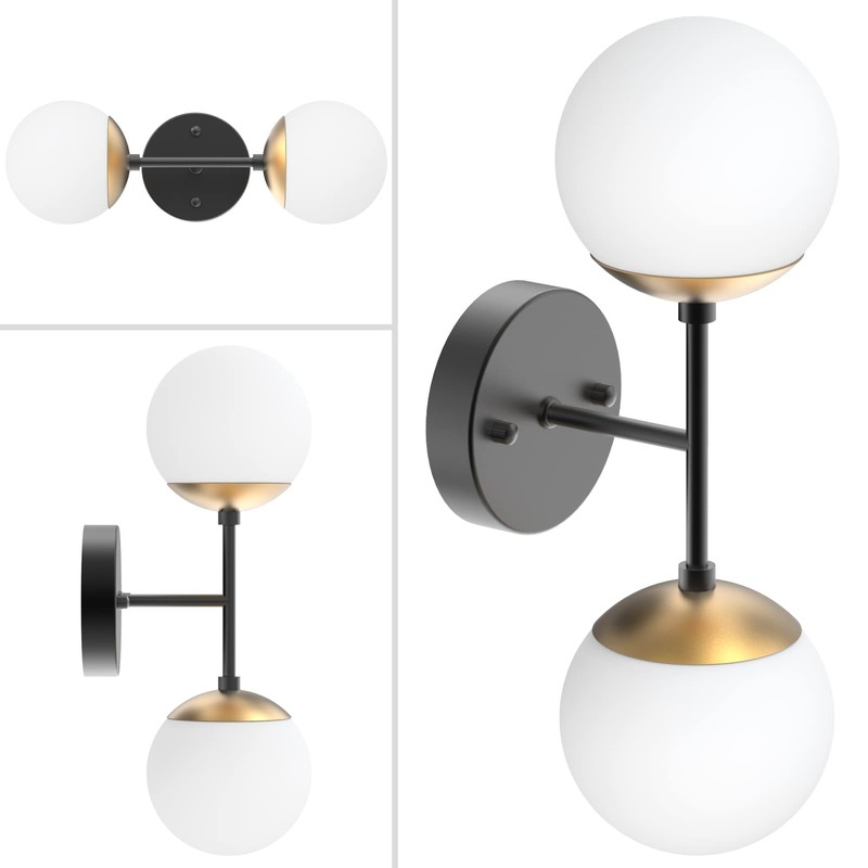 Tipace Black and Gold Wall Light,Mid Century Modern Globe Wall