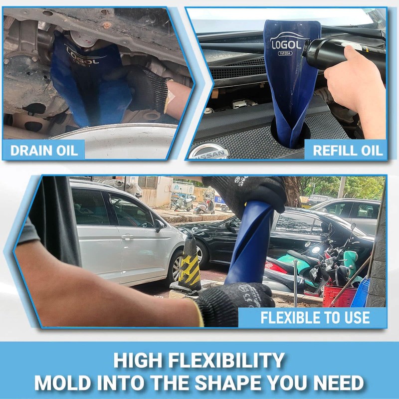 Flexible Funnel Reusable General Oil Change Draining Tool. for Oil