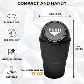EcoNour Bote de basura para coche | Mini cubo de basura portátil para coche evita la dispersión de la basura | Pequeño y conveniente soporte a prueba de fugas con tapa para coches, hogar y oficina