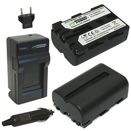 Wasabi Power Battery (2-Pack) and Charger for Sony NP-FM500H and Sony CLM-V55, Alpha DSLR SLT-A57, A58, A65, A65V, A77, A77V, A77 II, A77M2, A99, A100, A200, A300, A350, A450, A500, A550, A560, A580, A700, A850, A900