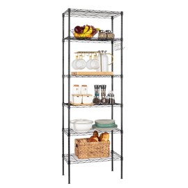 WISLAS Heavy Duty Adjustable Metal Shelf - Commercial Grade 6-Tier NSF Storage Rack with Wheels, 2000lbs Capacity, Rust-Resistant Steel Wire Shelving for Garage/Pantry/Warehouse, 22"W x 12"D x 65"H