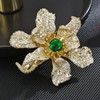 UNVAK - Broche de flores de diamantes de imitación para