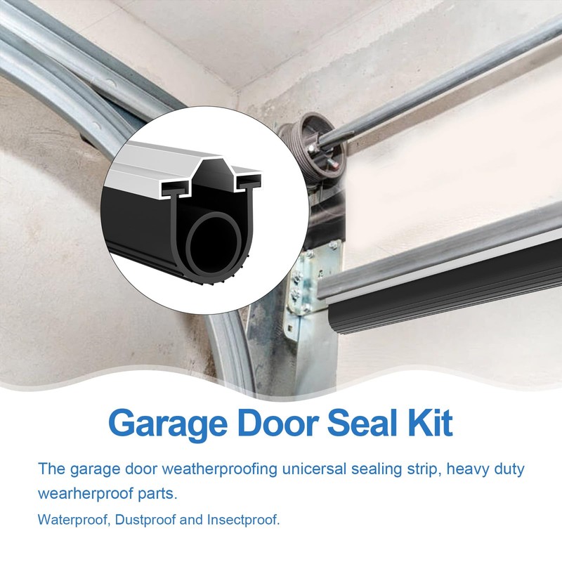 Duzzy 20 Feet Convex Shape Garage Door Seal Kits, Pre-drilled