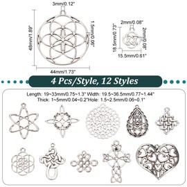 PandaHall Elite 60 Pieces Tibetan Style Alloy Chandelier Components Left Sets, Butterfly & Drop Shape, Lead-Free, Antique Bronze, 22~43x17~58x1~3mm, Hole: 1~2.2mm, Metal