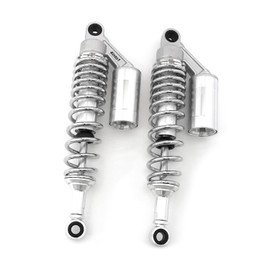 Silver & Chrome Remote Reservoir Motorcycle Shocks - Eye To Eye - 340mm - 350mm
