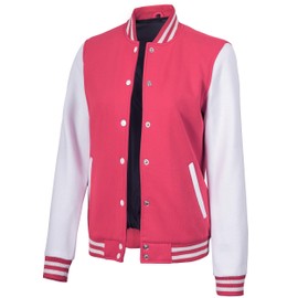 Decrum Letterman Jacket - Pink Varsity Jacket For Woman [40118171] | White, XS