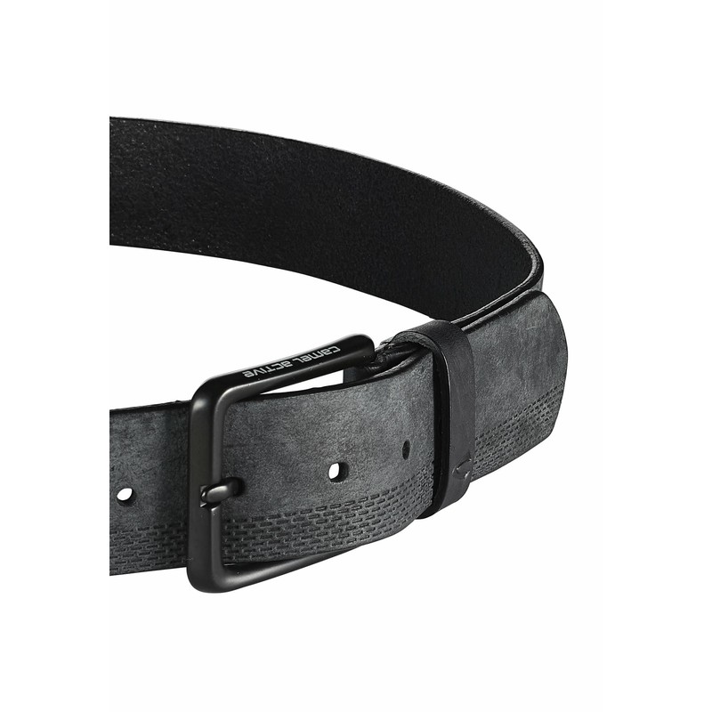 camel active Men's Nubuck Leather Belt, black